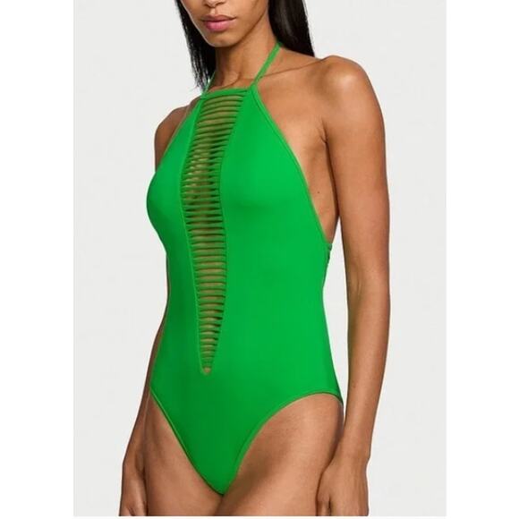 Victoria's Secret VS Archives Swim Strappy High-Neck One-Piece Green Swimsuit XS - Picture 1 of 4